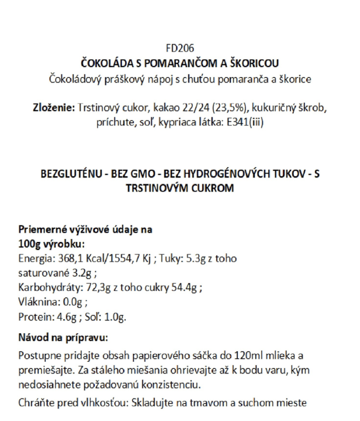 Čokoláda FOODNESS Pomeranč a skořice 15x30g