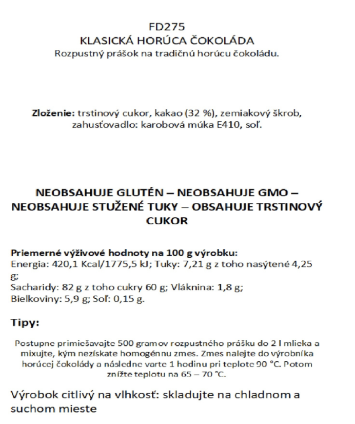 Čokoláda FOODNESS Klasická 15x30g