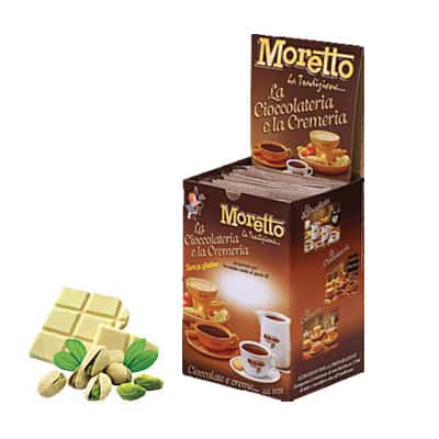 Čokoláda Moretto Biela – Pistácia 12x30g