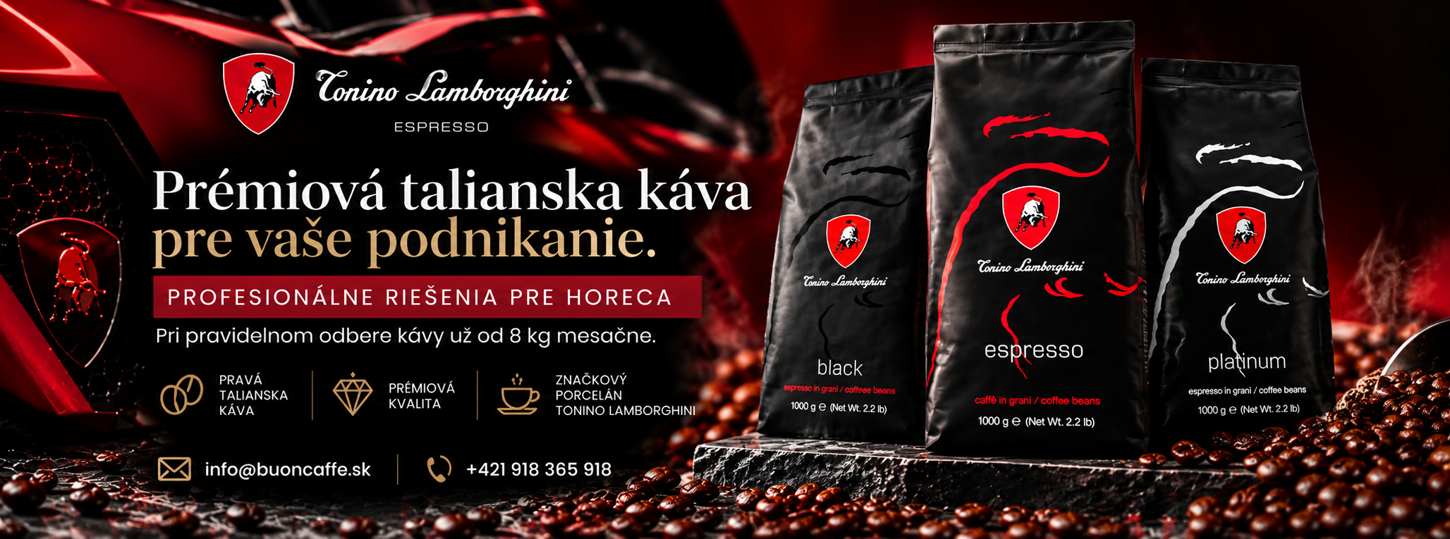 Tonino Lamborghini Espresso – prémiová talianska káva a HORECA spolupráca